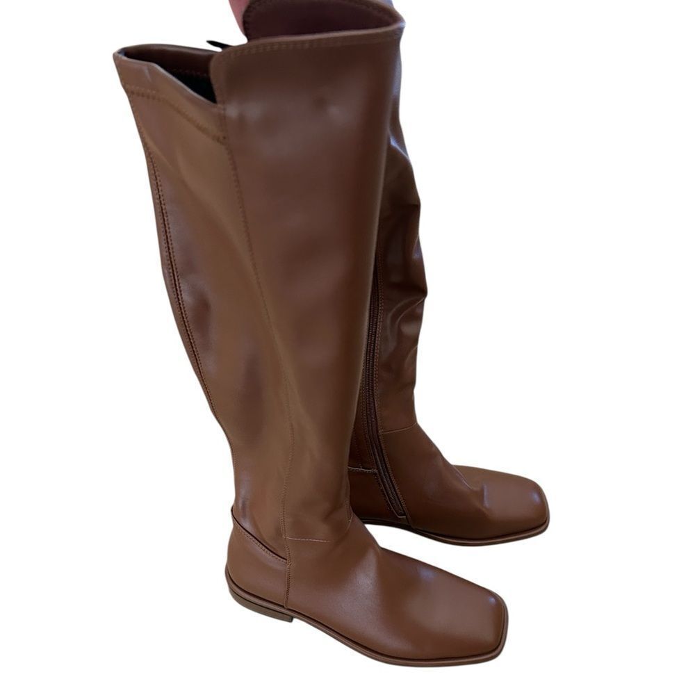 TORGEIS Women's Genevieve Thigh High Boots, Cognac, Size 7.5, NWOT